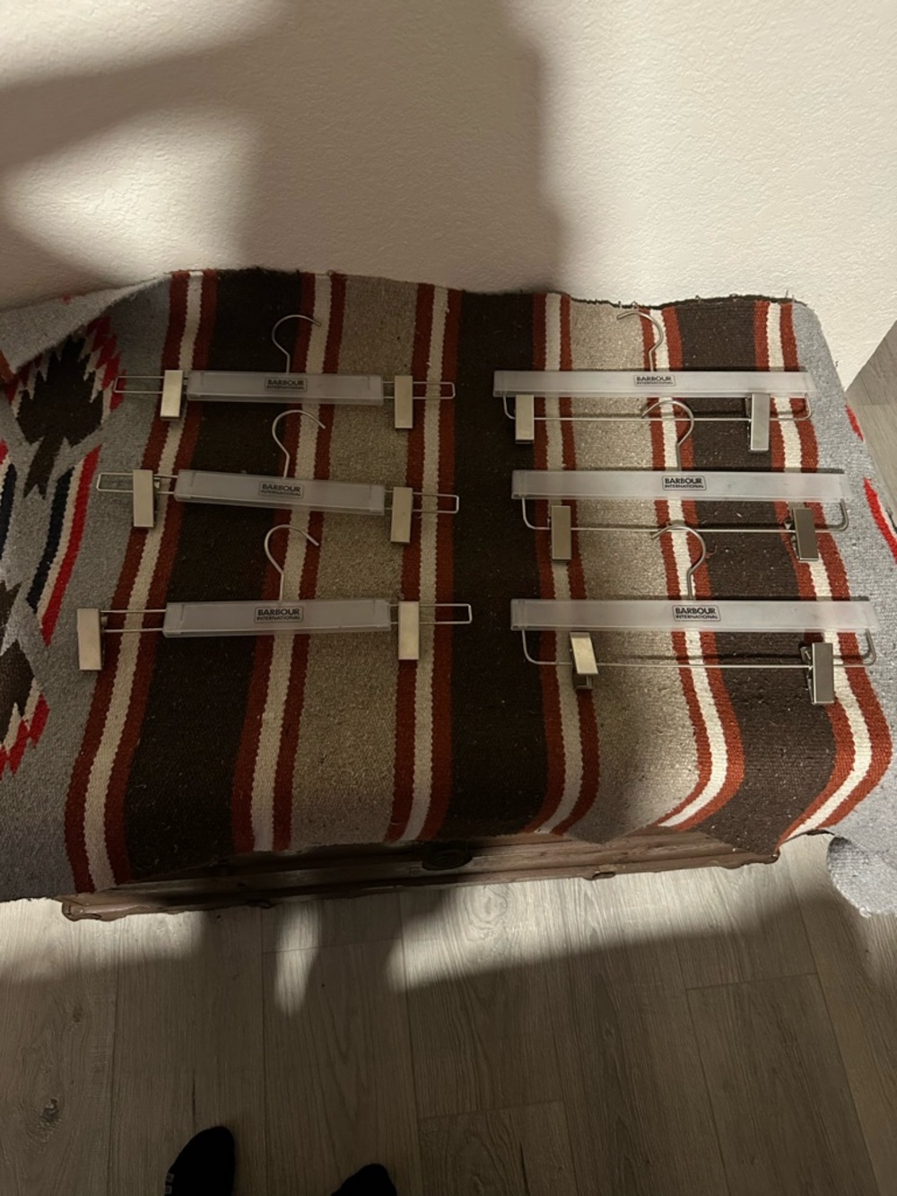 Barbour White Plastic & Metal Pant/Skirt Hangers with Silver Clips - Set of 6